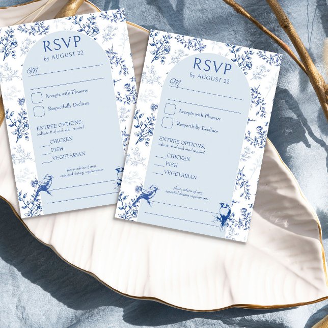 Cartons Réponse Chinoiserie Blue Floral Mariage Arc Entree et (Elegant blue floral RSVP from the Chinoiserie Wedding Collection by Darling & May)