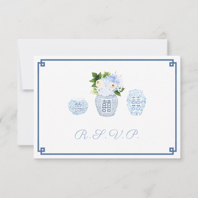 Cartons Réponse Chinoiserie moderne Marine & Chartreuse Options al (Devant)