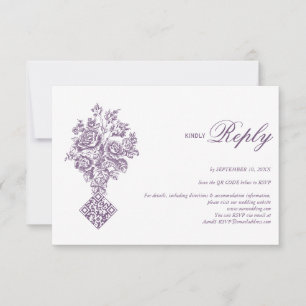 Cartons Réponse Chinoiserie Purple Bouquet Mariage victorien