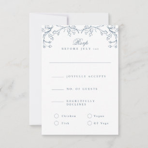 Cartons Réponse Chinoiserie romantique Mariage bleu français