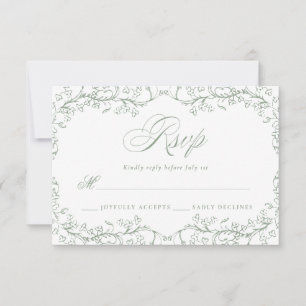 Cartons Réponse Chinoiserie romantique Sage Vert Mariage