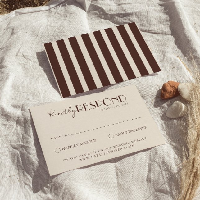 Cartons Réponse Chocolat Marron Classe Élégant Mariage (Créateur téléchargé)