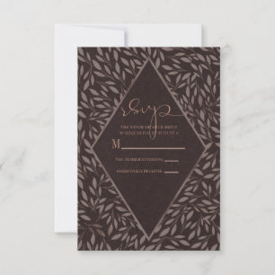 Cartons Réponse Chocolat Mauve Rose Feuilles Botanique Mariage