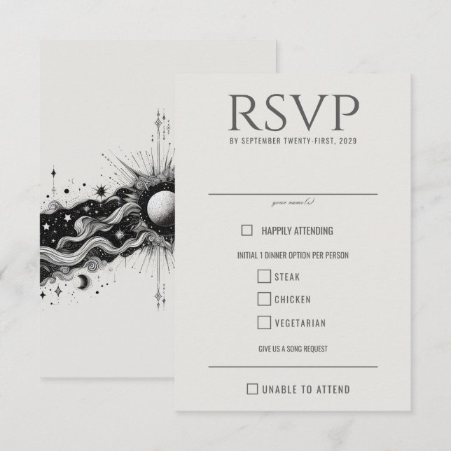 Cartons Réponse Choix alimentaires de la bande céleste (Devant / Derrière)