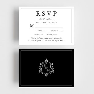 Cartons Réponse Choix de repas de mariage à armoiries de monogramm