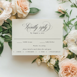 Cartons Réponse Choix de repas de mariage à calligraphie élégante