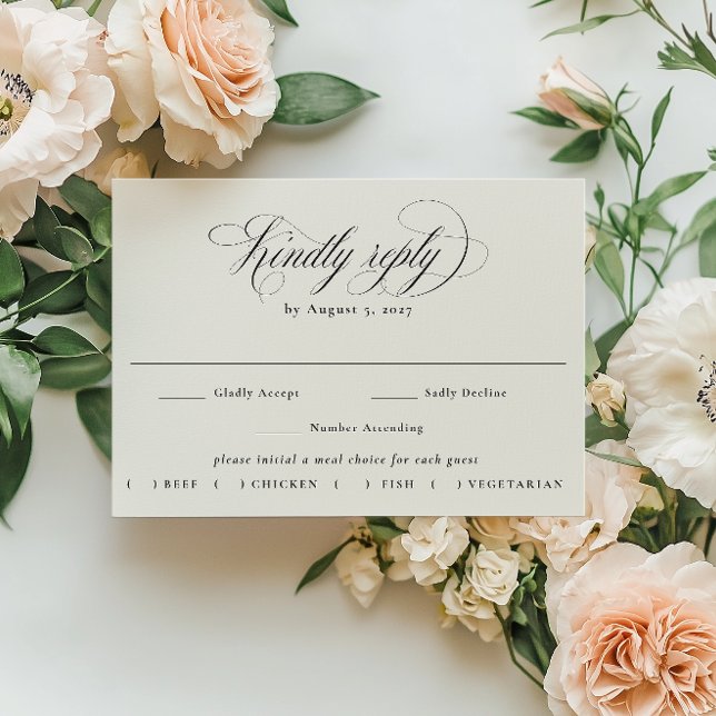 Cartons Réponse Choix de repas de mariage à calligraphie élégante (Créateur téléchargé)