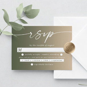 Cartons Réponse Choix de repas de mariage chic ombré vert et jaune