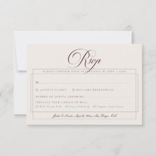 Cartons Réponse Choix de repas de mariage classique Choco Ivory Ca