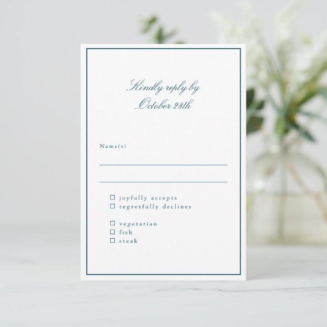 Cartons Réponse Choix de repas de mariage élégant avec bordure sar (Debout devant)