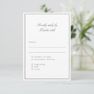 Cartons Réponse Choix de repas de mariage élégant et bordure olive