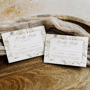 Cartons Réponse Choix De Repas De Mariage Floral Élégant Vintage