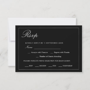 Cartons Réponse Choix de repas de mariage minimaliste noir élégant