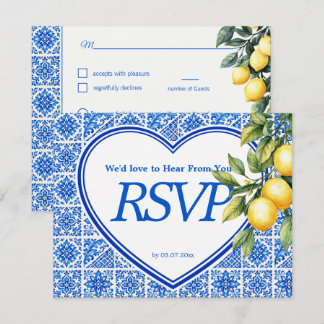 Cartons Réponse 💙🍋Choix de repas + QR Azul & Limone Romance