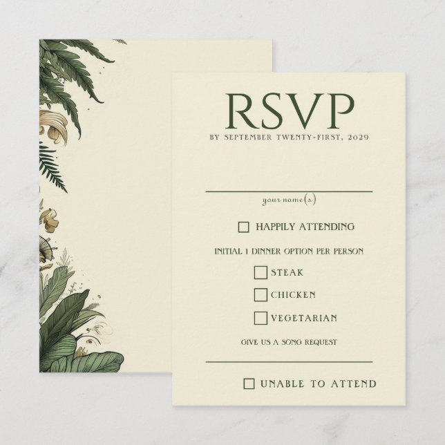 Cartons Réponse Choix vintages de nourriture forestière (Devant / Derrière)