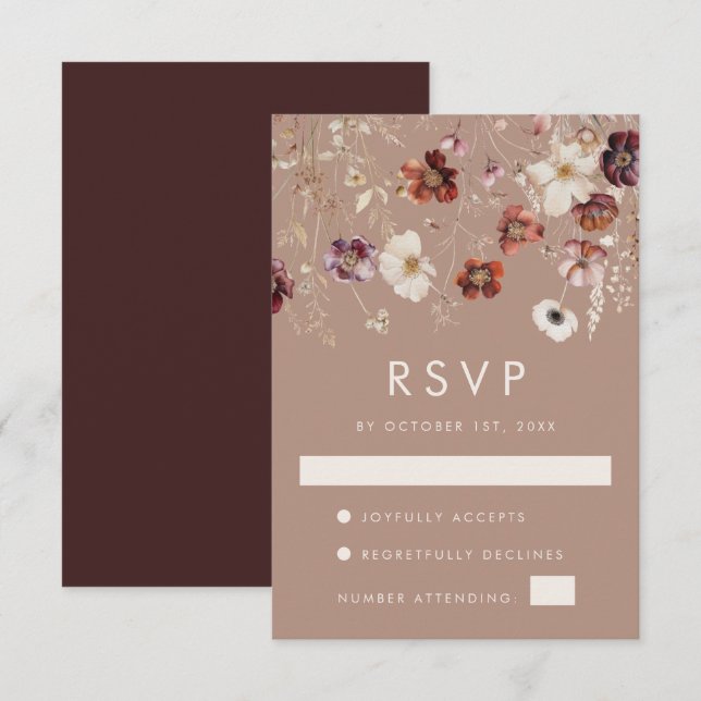 Cartons Réponse Chute Mariage floral (Devant / Derrière)