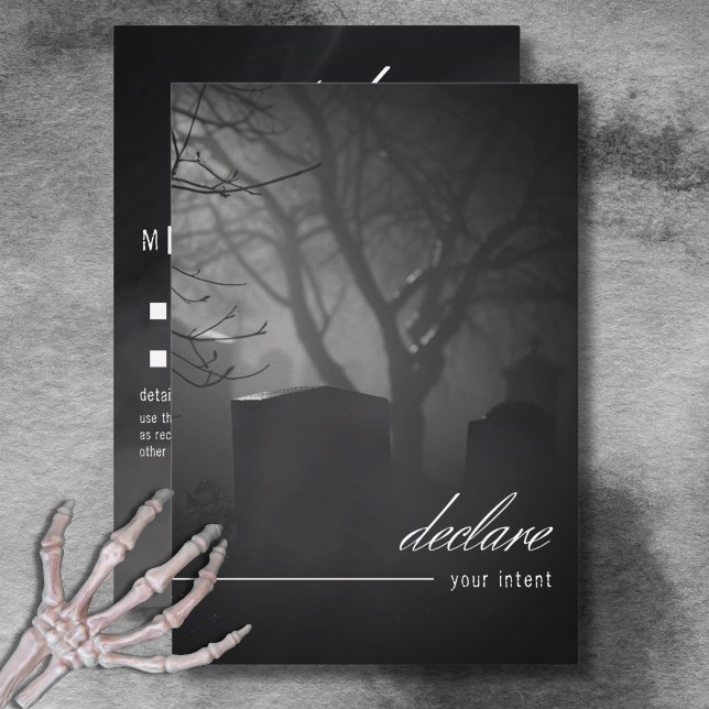 Cartons Réponse Cimetière Gothique Noir Blanc Jusqu'À La Mort Pas  (Gothic Black White Cemetery Until Death No Dinner RSVP Card)