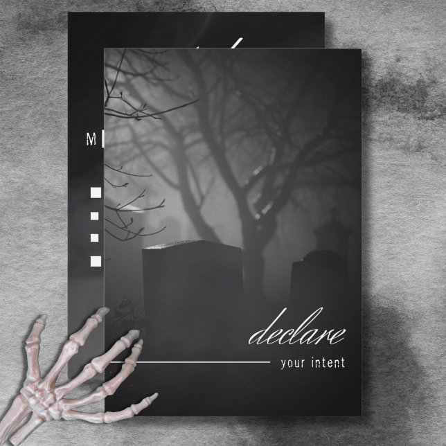 Cartons Réponse Cimetière Gothique Noir & Blanc Jusqu'Au Dîner De  (Gothic Black & White Cemetery Until Death Dinner RSVP Card)