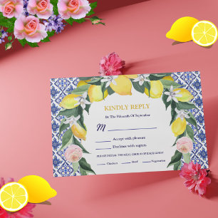 Cartons Réponse Citron bleu italien Carreaux Mariage méditerranéen
