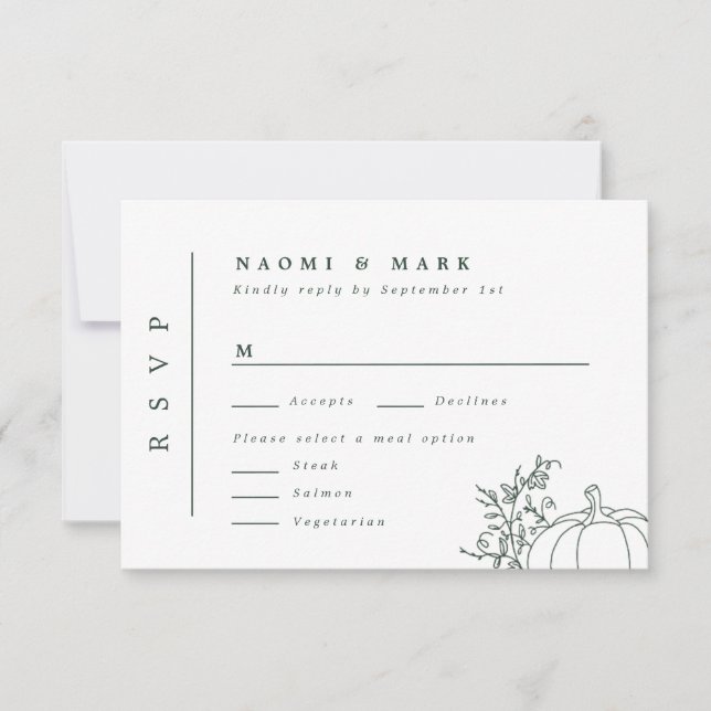 Cartons Réponse Citrouille Vines Monogramme Mariage (Devant)