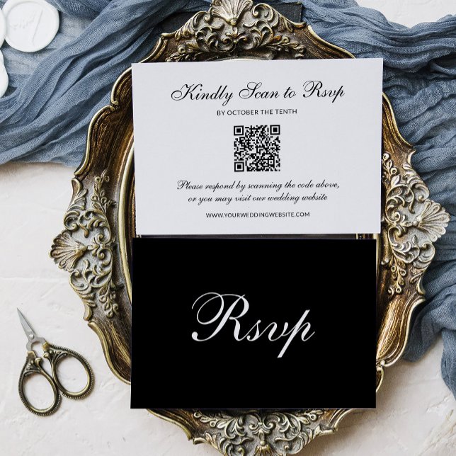 Cartons Réponse Classic and Formal Black | QR Code Wedding (Créateur téléchargé)
