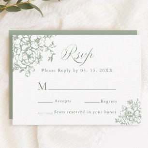 Cartons Réponse Classic Bloom Garden Sage Green Mariage