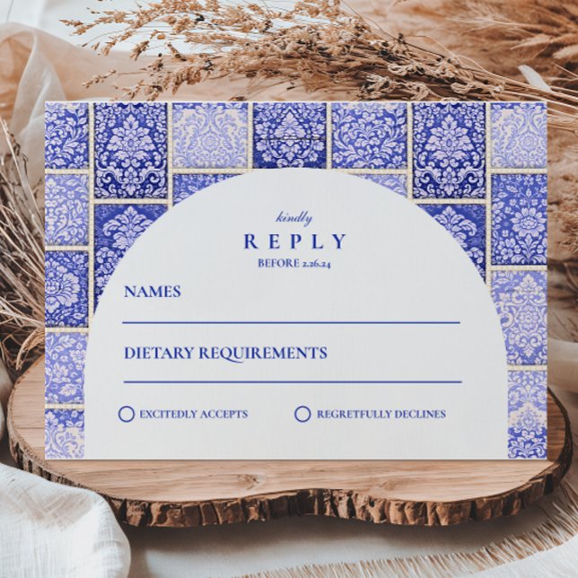 Cartons Réponse Classic Blue Porcelain Patchwork Wedding (Créateur téléchargé)