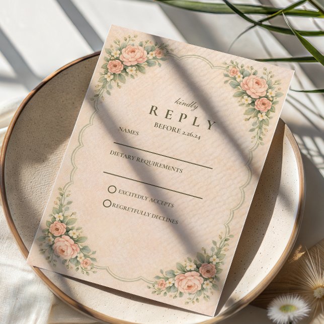 Cartons Réponse Classic Blush Rose Arch Wedding (Créateur téléchargé)