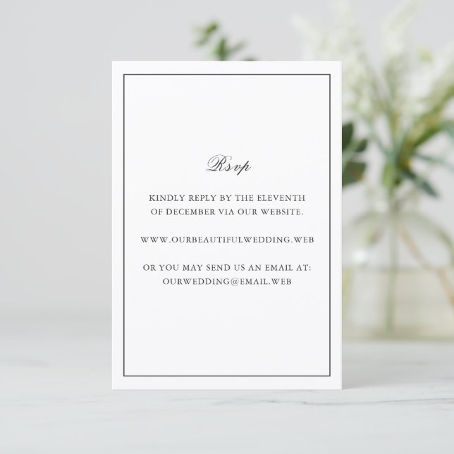 Cartons Réponse Classic Border Black and White Timeless Wedding (Debout devant)