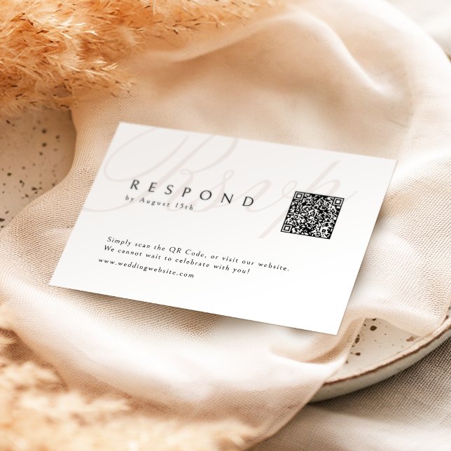 Cartons Réponse Classic Elegance Calligraphie Mariage QR code (Classic Elegance Calligraphy Wedding QR code RSVP Card)