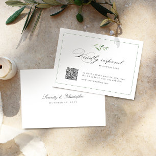 Cartons Réponse Classic Elegance Script mariage de verdure Code QR