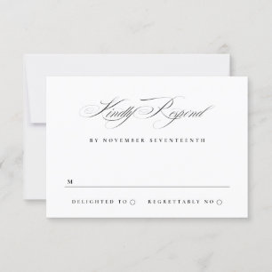 Cartons Réponse Classic Elegant Calligraphie Cravate noire Mariage