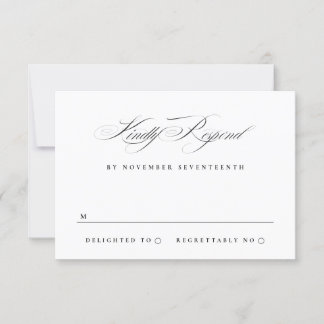 Cartons Réponse Classic Elegant Calligraphie Cravate noire Mariage