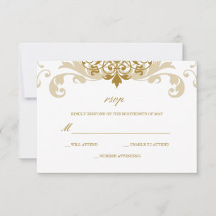 Cartons Réponse Classic Gold Color Elegant Ironworks Mariage