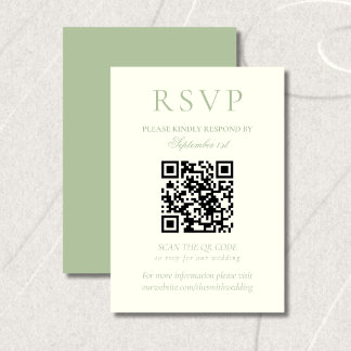 Cartons Réponse Classic Sage Green Minimalist Wedding QR Code