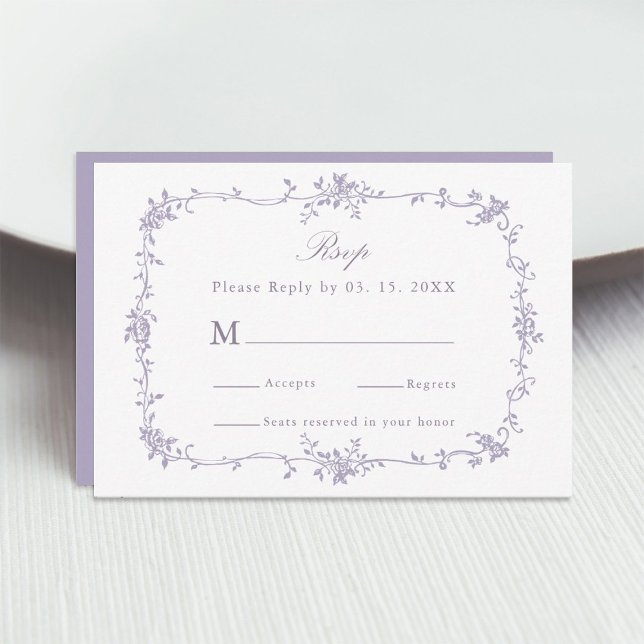 Cartons Réponse Classic Victorian Lavender Floral Frame Wedding (Créateur téléchargé)
