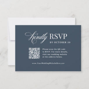 Cartons Réponse Classique Luxe Code QR de mariage scannable bleu