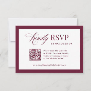 Cartons Réponse Classique Luxe Élégant Code QR Scannable Mariage