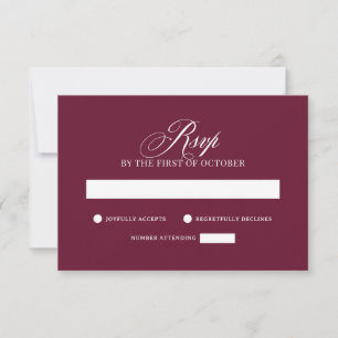 Cartons Réponse Classique Luxe Élégant mariage rouge bordeaux