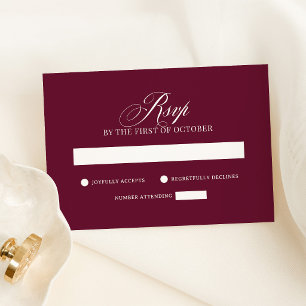 Cartons Réponse Classique Luxe   Élégant mariage rouge bordeaux
