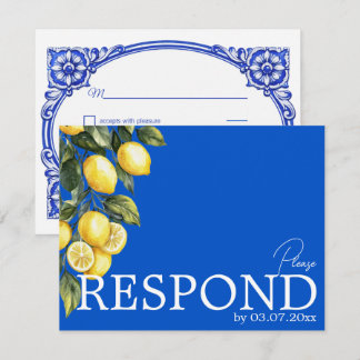 Cartons Réponse 💙🍋Classique simple QR Azul & Limone Romance