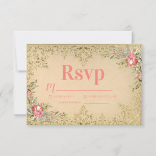 Cartons Réponse Classique Vintage Floral Quinceañera Anniversaire