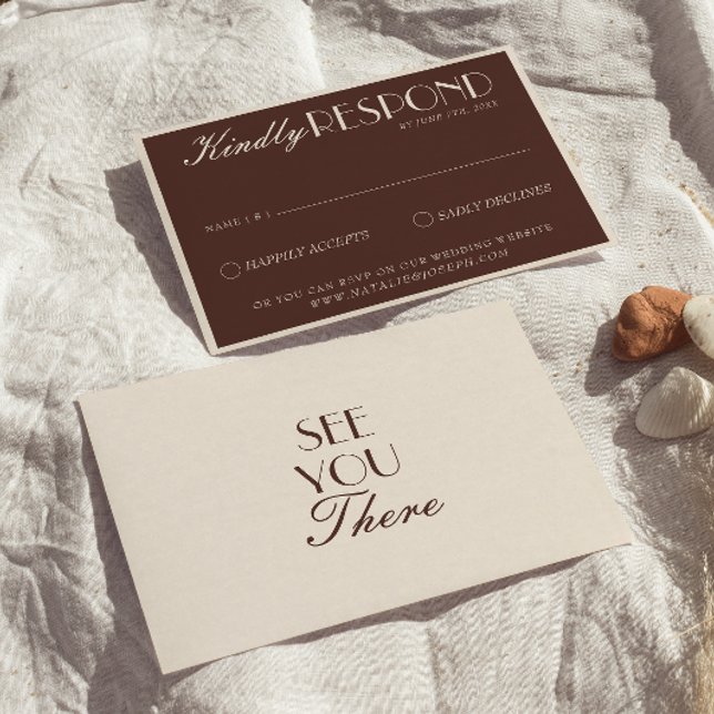 Cartons Réponse Classy Chocolate Brown Old Money Retro Wedding (Créateur téléchargé)