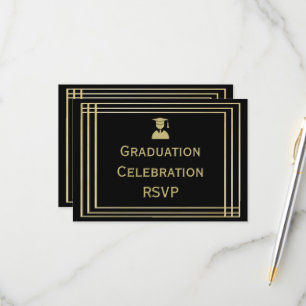 Cartons Réponse Classy Gold & Black Graduation Party