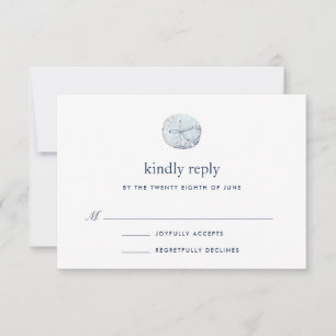 Cartons Réponse Coastal Blue Watercolor Sand dollar