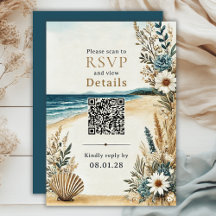 Coastal Chic Beach Wedding QR Code Détails et