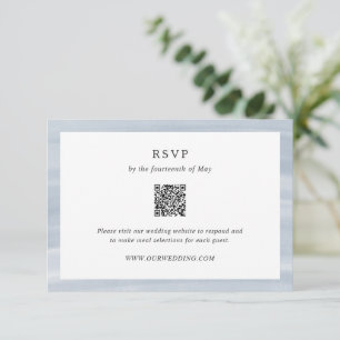 Cartons Réponse Coastal Chic Muted Bleu QR Code élégant Mariage