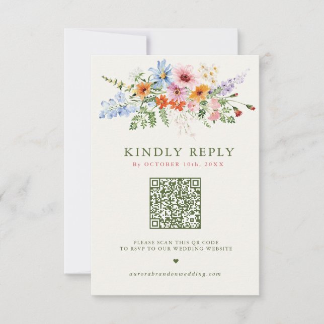 Cartons Réponse Code QR de jardin de prairie printanière de fleurs (Devant)