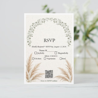 Cartons Réponse Code QR de la pelouse de Pampas et d'eucalyptus Bo