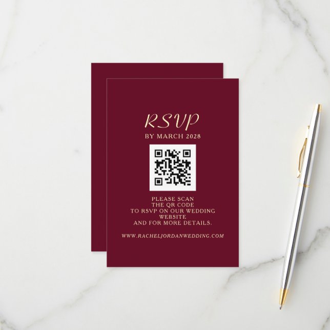 Cartons Réponse Code QR de mariage (Devant/Arrière en situation)